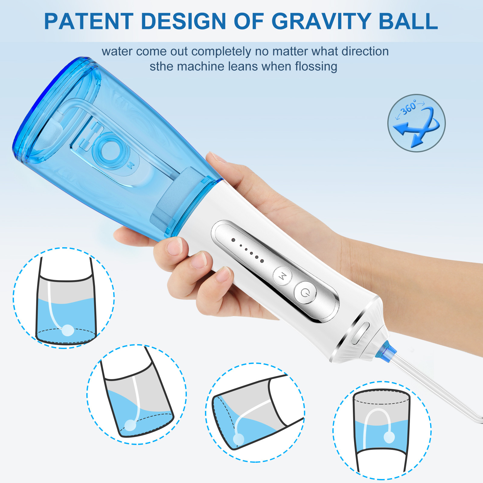 IPX7 Waterproof Portable Dental Water Jet Teeth Water Flosser for Home Travel