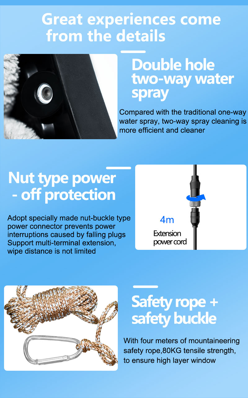 Electric Window Cleaner for Bath and Exterior Cleaning Ultra-Thin 62mm Water Spray Robot