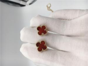 China Van Cleef Arpels Sweet Alhambra earstuds 18k yellow gold with carnelian wholesale