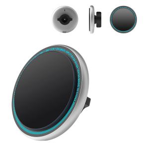 China Stylish And Durable Metal Magnetic Car Phone Holder Wireless Charger With Running Light For Iphone wholesale