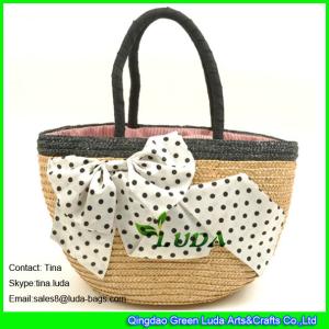 China LUDA round wheat straw hobo bag bowknot straw basket bag wholesale