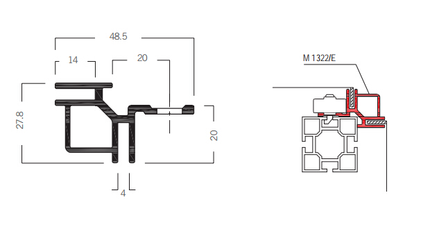 M1305 Tension fabric aluminum profiles of backdrop,Chinese octanorm similar drawing system supplier