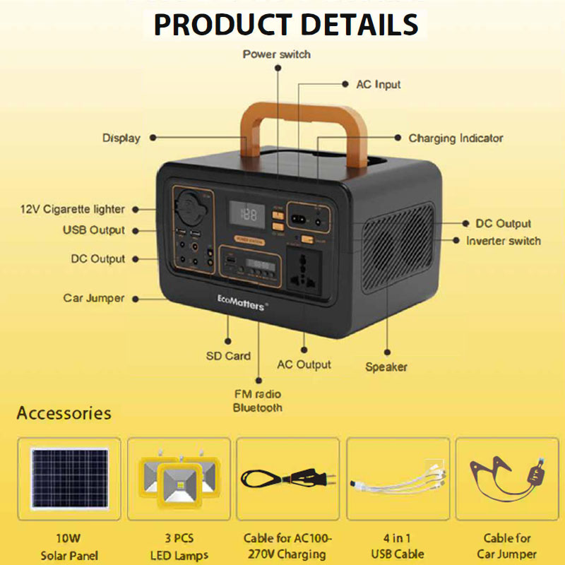 300W 27000mAh Power Bank Portable Power Station Solar Generator