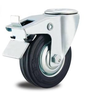 China 8 inch industrial rubber wheel swivel caster with bolt hole locking wheels wholesale