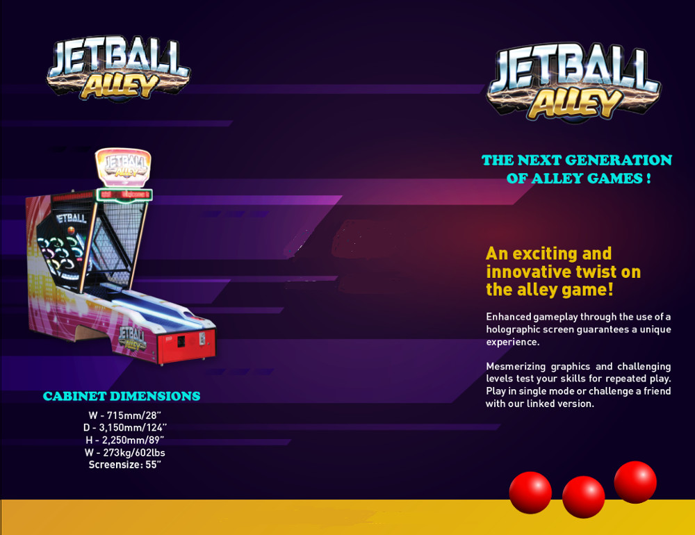 Metal Fiberglass JETBALL Alley Game Machine For Shopping Center