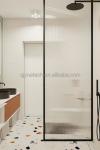 Bathroom French Door Style Solid Structure Reeded Moru Tempered Glass Shower
