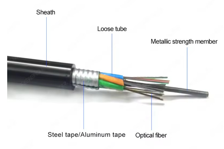 72 Core GYTA GYTS Internet Telecommunication Network With Stranded Wire Armored Optical Fiber Cable