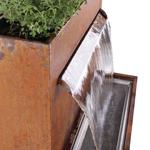 Multifunctional Corten Steel Waterfall Metal Garden Ornaments Water Feature with Planter
