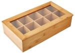Multifunction Bamboo Tea Storage Box 8 Adjustable Chest Compartments