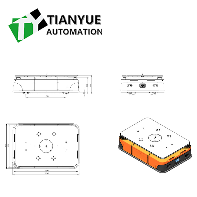Customizable Dimensions AGV Automated Guided Vehicle with DC48V Drive Power Supply and 500-2000 Kg Load Capacity