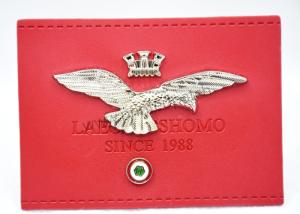 China OEKO Stomped Leather Jean Patches 3D Eagle Embossment Jeans Leather Patch wholesale