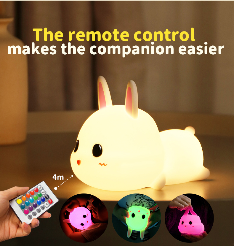 Built-in Battery Rabbit Night Light LED Bunny Desk Lamp for Garden Party and Kids Toy