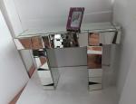 Artificial Mirror Furniture Set Angled Facet Glass Mirrored Stand Desk