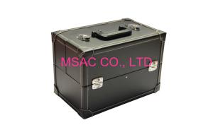 China Pu Leather Pro Makeup Cosmetics Cases Pure Black wholesale