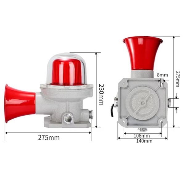 180dB High Decibel Explosion-Proof Audible Visual Alarm / Tri-color Explosion-Proof Sound and Light Alarm Ex d II CT6 Gb Industrial Warning Indicator