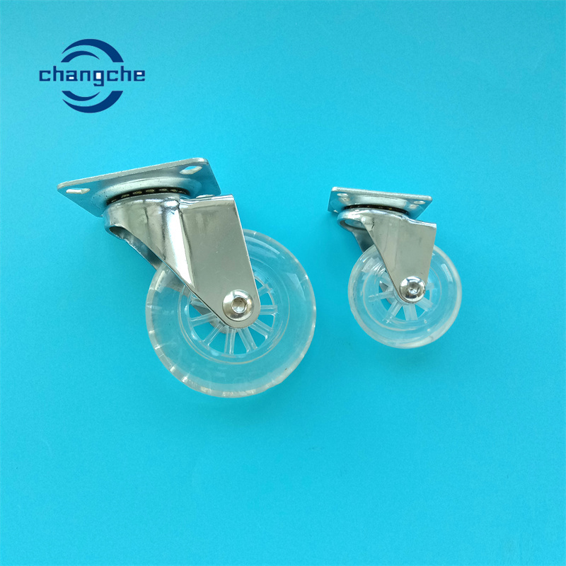 Transparent PU Furniture Castors Wheels Swivel Plate For Office Chair