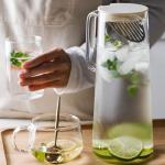 Lead Free Glass Water Pitcher With Silicone Lid / Spoon 1350ml Capacity