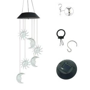 China Sun Moon Solar Lights Colorful Wind Chimes for Garden Waterproof Seven Colors Gradient wholesale