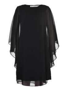 China Black Or Purple Elegant Custom Women's Dresses Plus Size In Chiffon Quality With Wave Sleeve wholesale