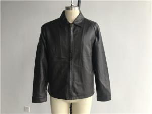 China Dark Brown Mens Pu Faux Leather Jacket With Plastic Zip Through DOCO1722 wholesale