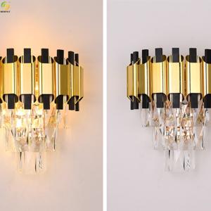 China Baking Paint Black E14 Modern Wall Light Electroplating Crystal Home Art wholesale
