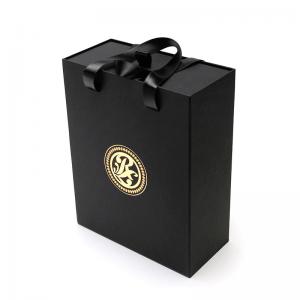 China Customized gold stamping logo wine box red wine glass packages with handle on sale