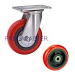 Korean Style Heavy Duty Casters Red Round Polyurethane Wheel 150mm Swivel Castor